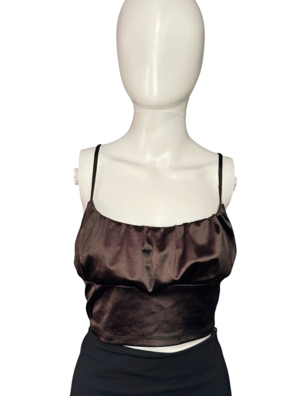 H&M Divided Satin Spaghetti Strap Crop Top M - Brown